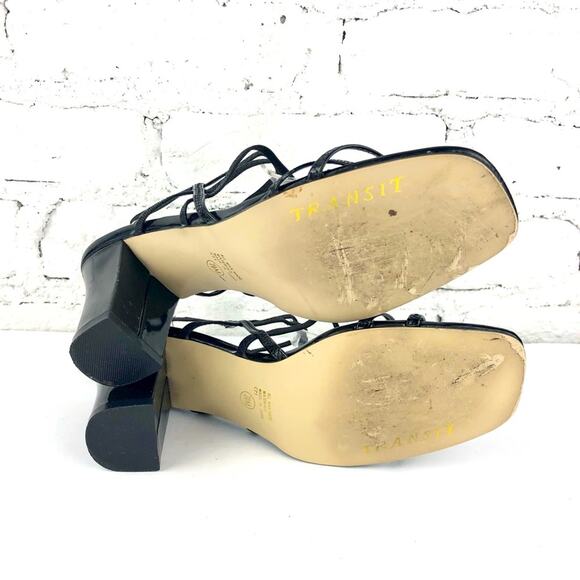 Vintage 90’s Y2K Black Square Toe Strappy Heels - Picture 6 of 6